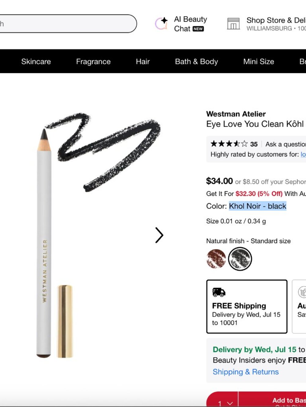 Westman Atelier Black Eyeliner Pencil - NEW - Picture 4 of 4